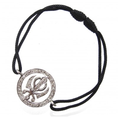 Khanda Full Diamond Bracelet in Silver 